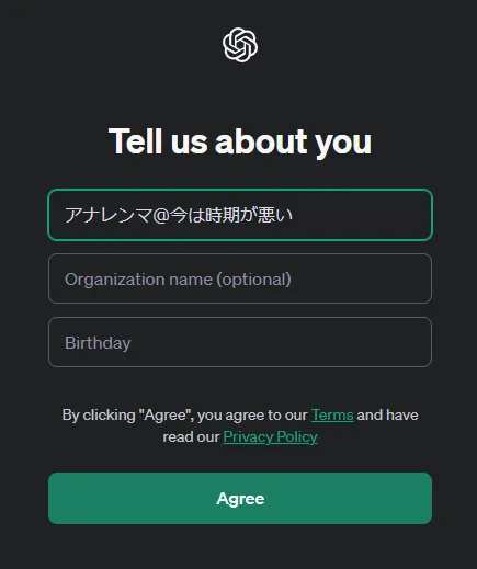OpenAIサインアップ４